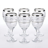 Frosted Pattern Glass Goblet with Silver Rim (6 Pieces Set)