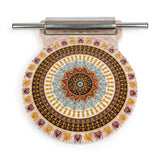 Printed Ceramic Roti Rolling Board (Chakla) with Stainless Steel Rolling Pin (Belan)