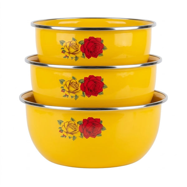 Yellow Floral Design tamb chinni Bowl Set