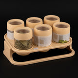 Beige / Light Brown Spice Jar Set with Stand