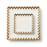 7 pieces cake set square Ceramic Serving Tray Set Gold Border Ke Sath