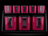 Red & Black Plastic Kitchen Container Jar Rack Set
