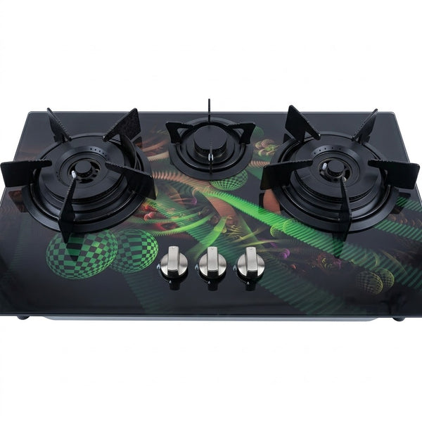 3-Burner Designer Glass Top Gas Stove