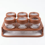 Brown Plastic Spice Container Set with Stand