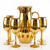 Luxury Gold Mirror Finish Water Jug and Goblet Glass Set with 6 Glass
