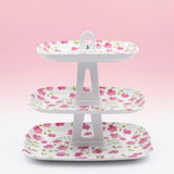 3-Tier Rectangular Floral Serving Stand / Tray Rack