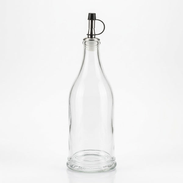 Round Glass Oil Dispenser Bottle with Nozzle Cap
