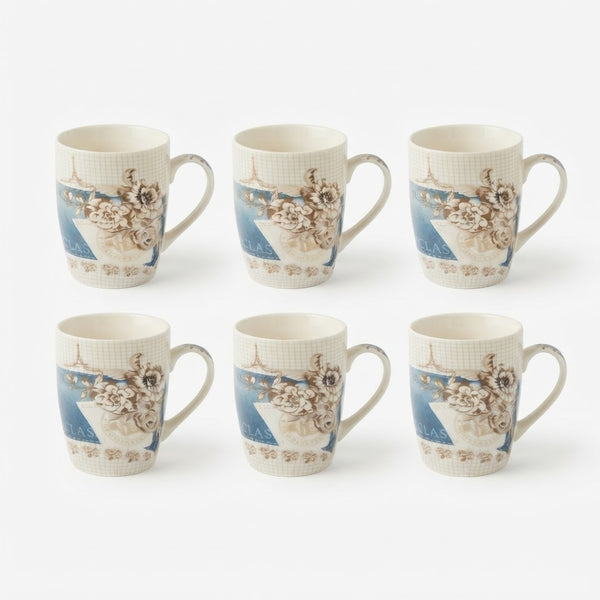 Vintage Vintage Paris First Class Floral Tea Cups Set (6 Pieces Set)