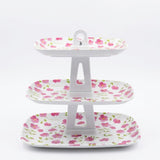 3-Tier Rectangular Floral Serving Stand / Tray Rack