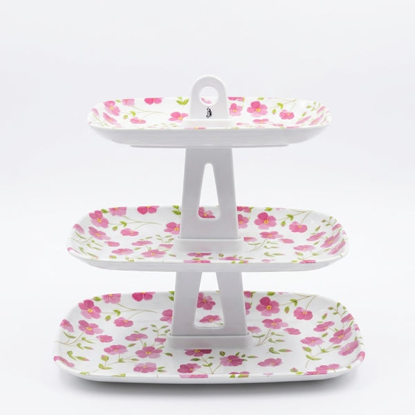 3-Tier Rectangular Floral Serving Stand / Tray Rack