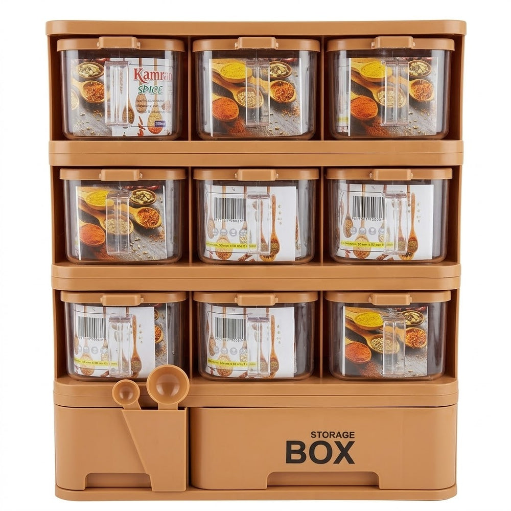 Brown Multi-Tier Spice Storage Box / Rack Container Set