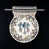 Botanical Floral Printed Ceramic Roti Rolling Board (Chakla) with Stainless Steel Rolling Pin (Belan)